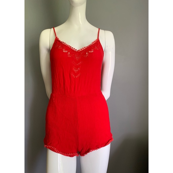 Lush : red rayon romper - Picture 2 of 13